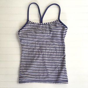 Lululemon Power Y Blue White Striped Tank Top